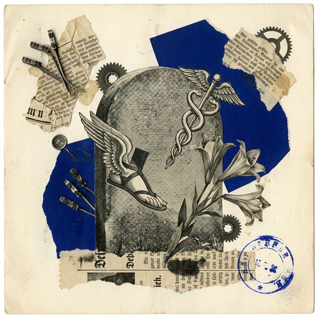 Dada collage of a tombstone for Hermes 2 Pro, Llama 3 8B