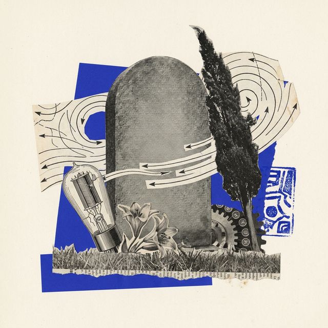 Dada collage of a tombstone for Mistral 7B Instruct v0.1