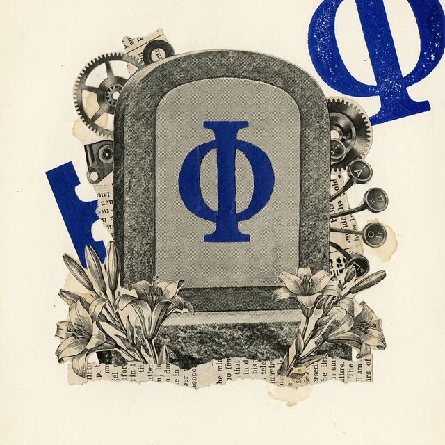 Dada collage of a tombstone for Phi-3 Mini 128K Instruct