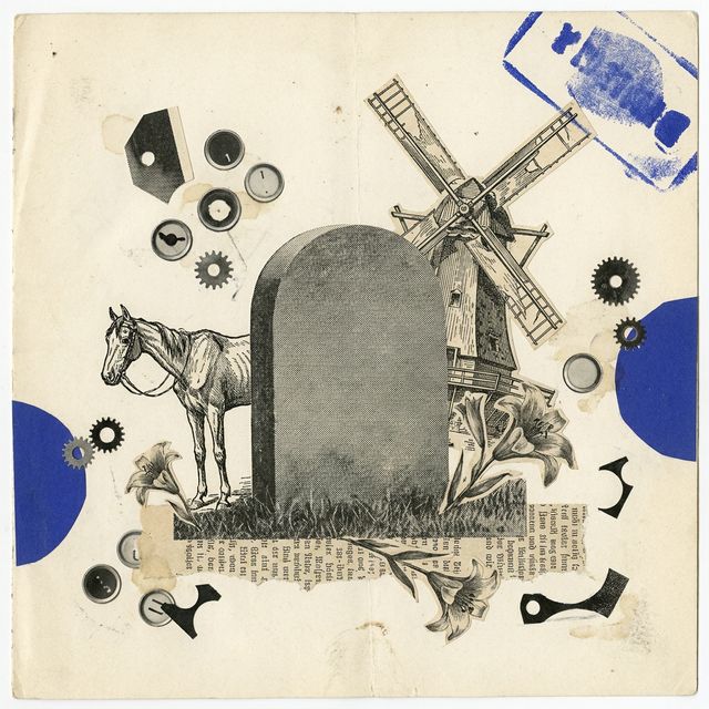 Dada collage of a tombstone for Rocinante 12B